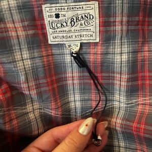 Lucky Brand Men's Casual Plaid Shirt - Red and Gray